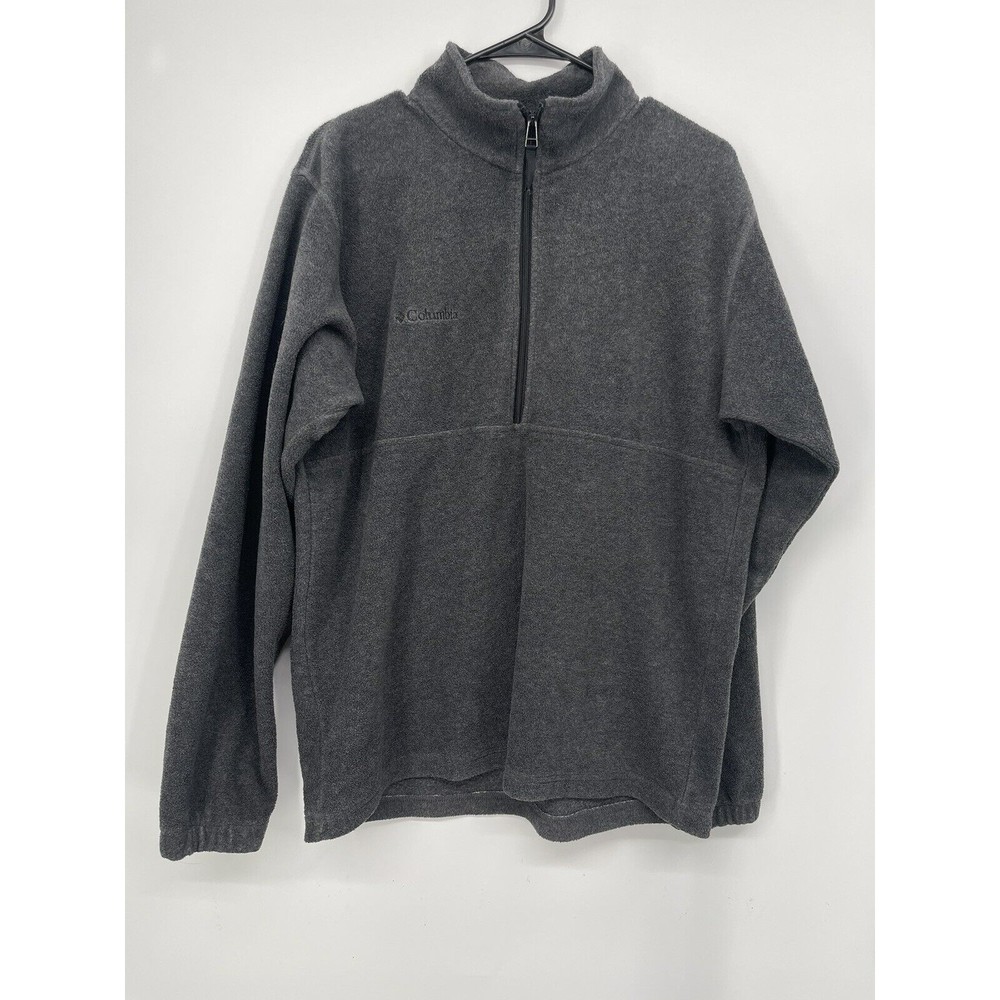 Columbia Medium Fleece Pullover Mens Gray Excellent Quarter Zip Mock Neck XU6208